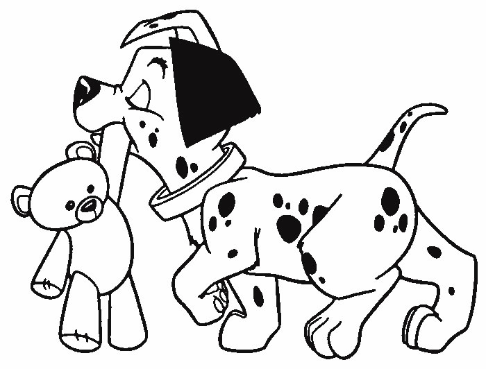 coloriage 101 dalmatiens promene son doudou